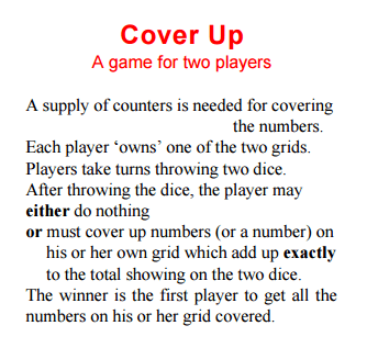 Cover Up Game Instructions by Frank Tapson 