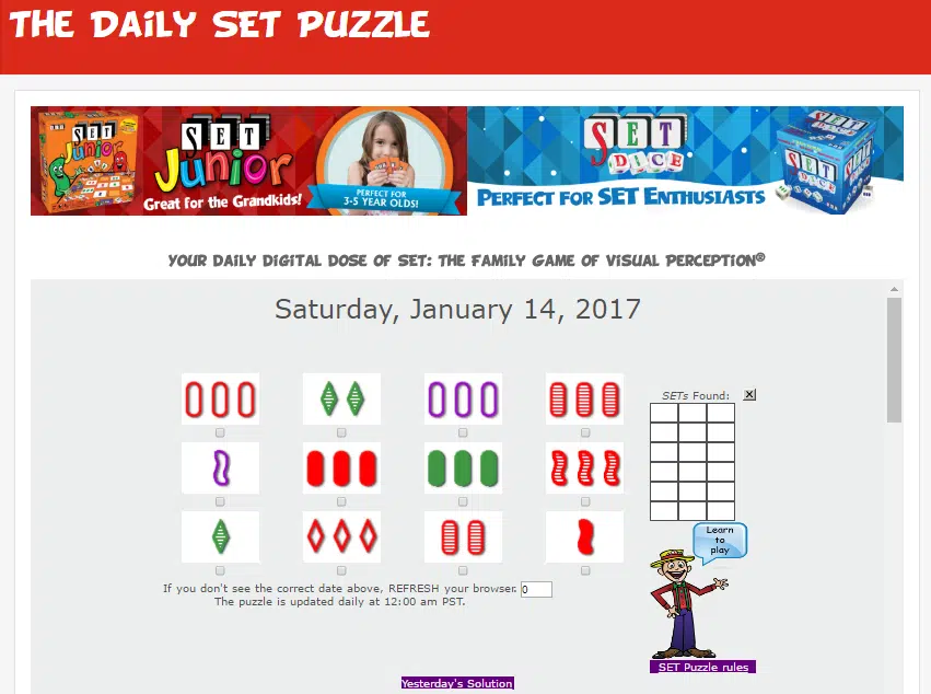 You completed today's puzzle, setgame.com