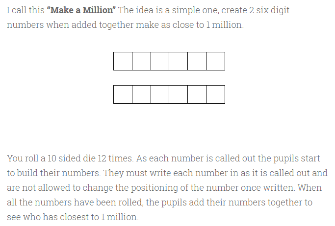 Make a Million Math Game