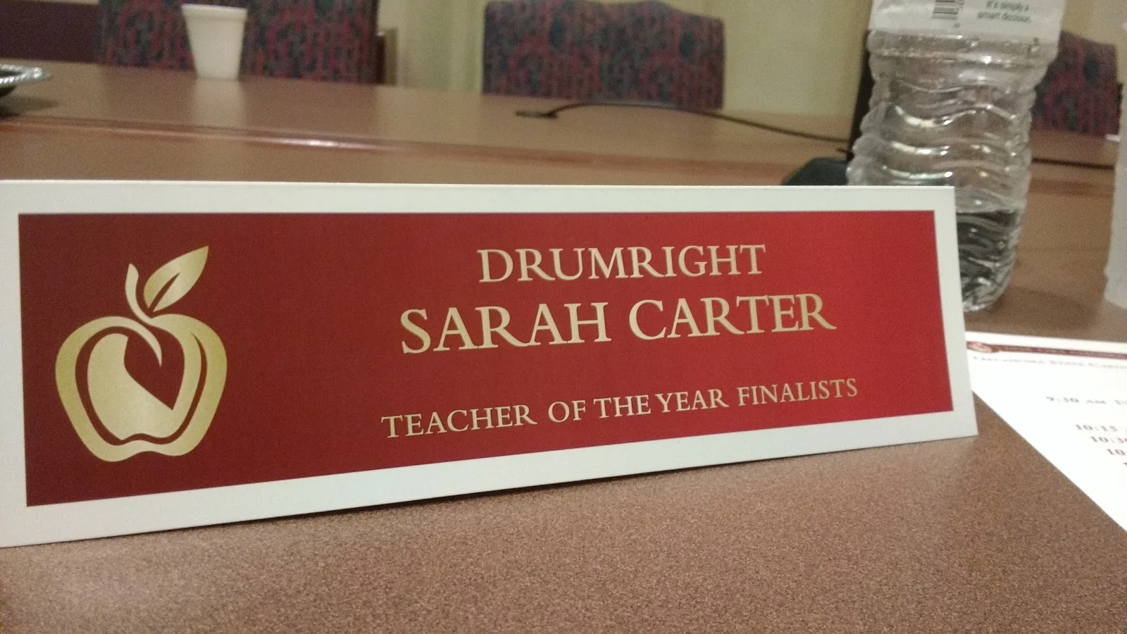 Teacher of the Year Finalist Name Plate