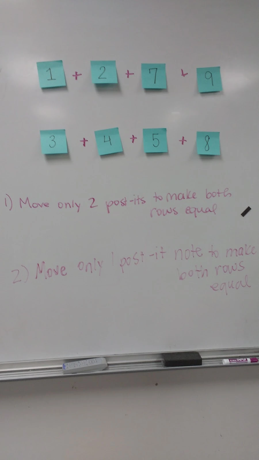 Post It Note Puzzle on Dry Erase Board 
