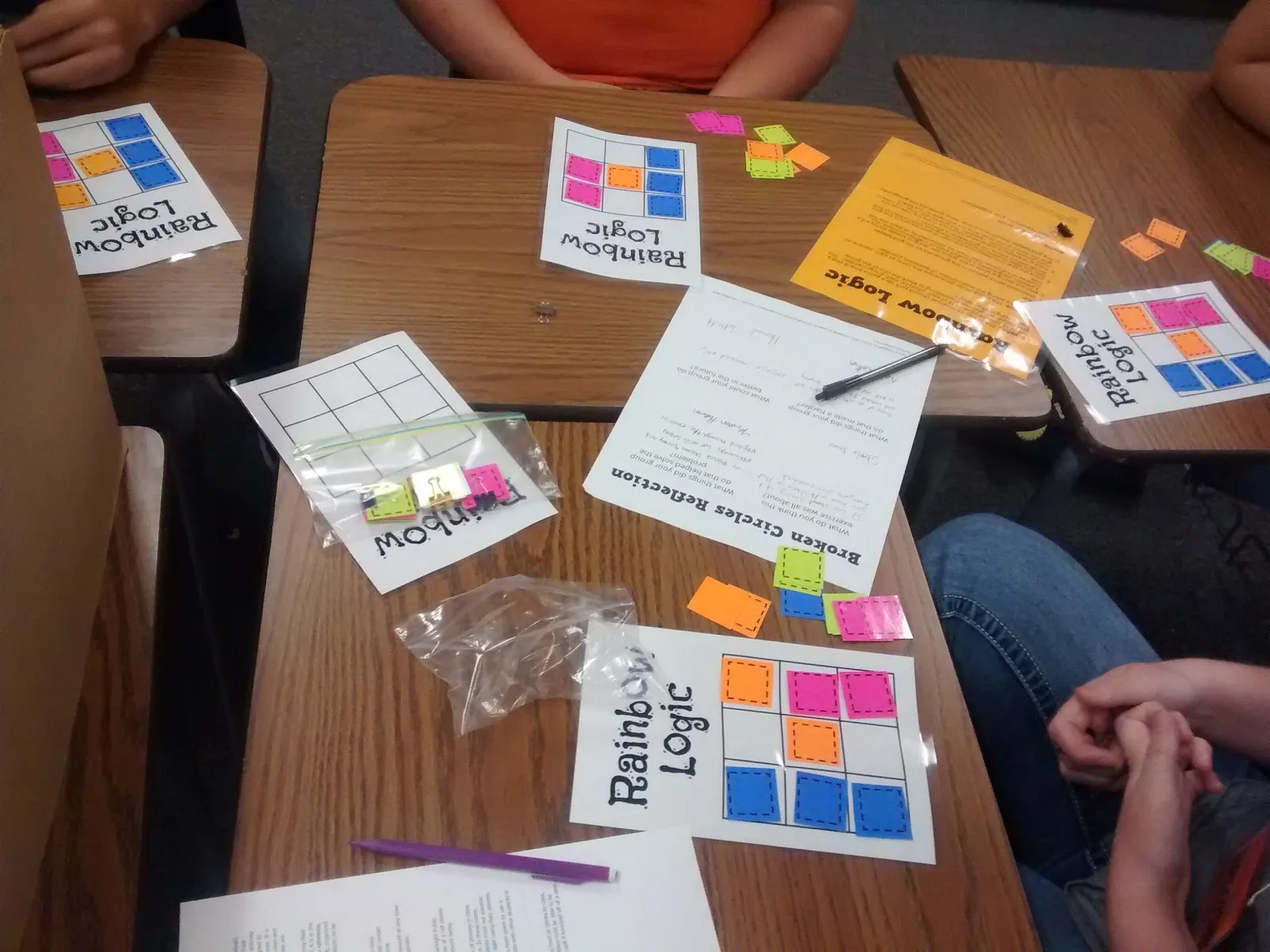 students working on rainbow logic activity 