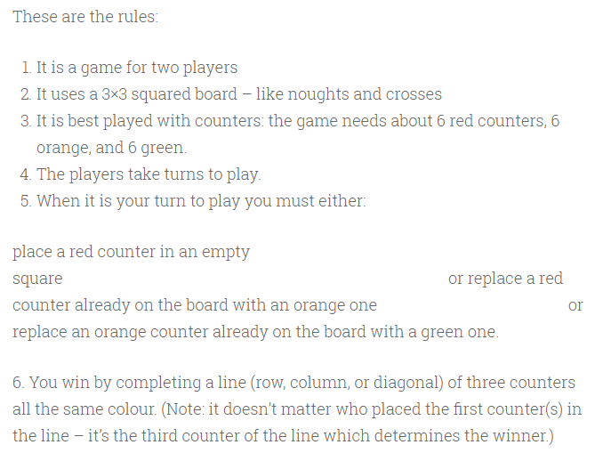 Rules for traffic lights game