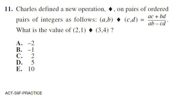 non-standard operations question on ACT exam. 