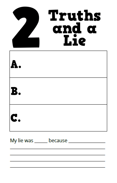 Two Truths and a Lie Template - Free PDF Download | Math = Love