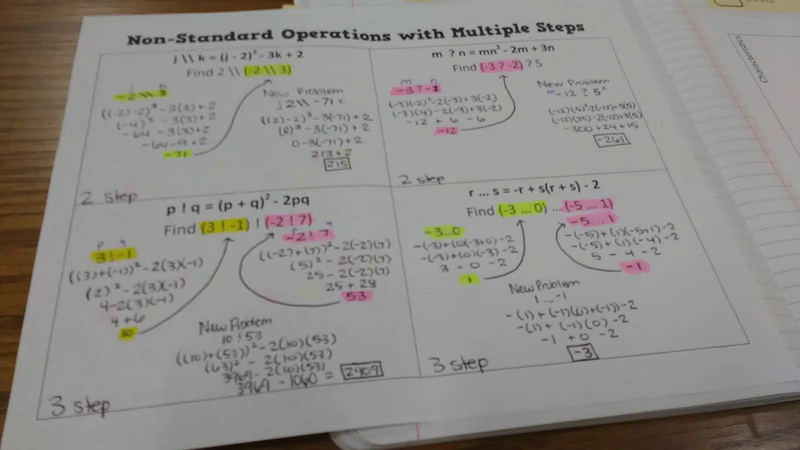 non-standard operations with multiple steps problems. 