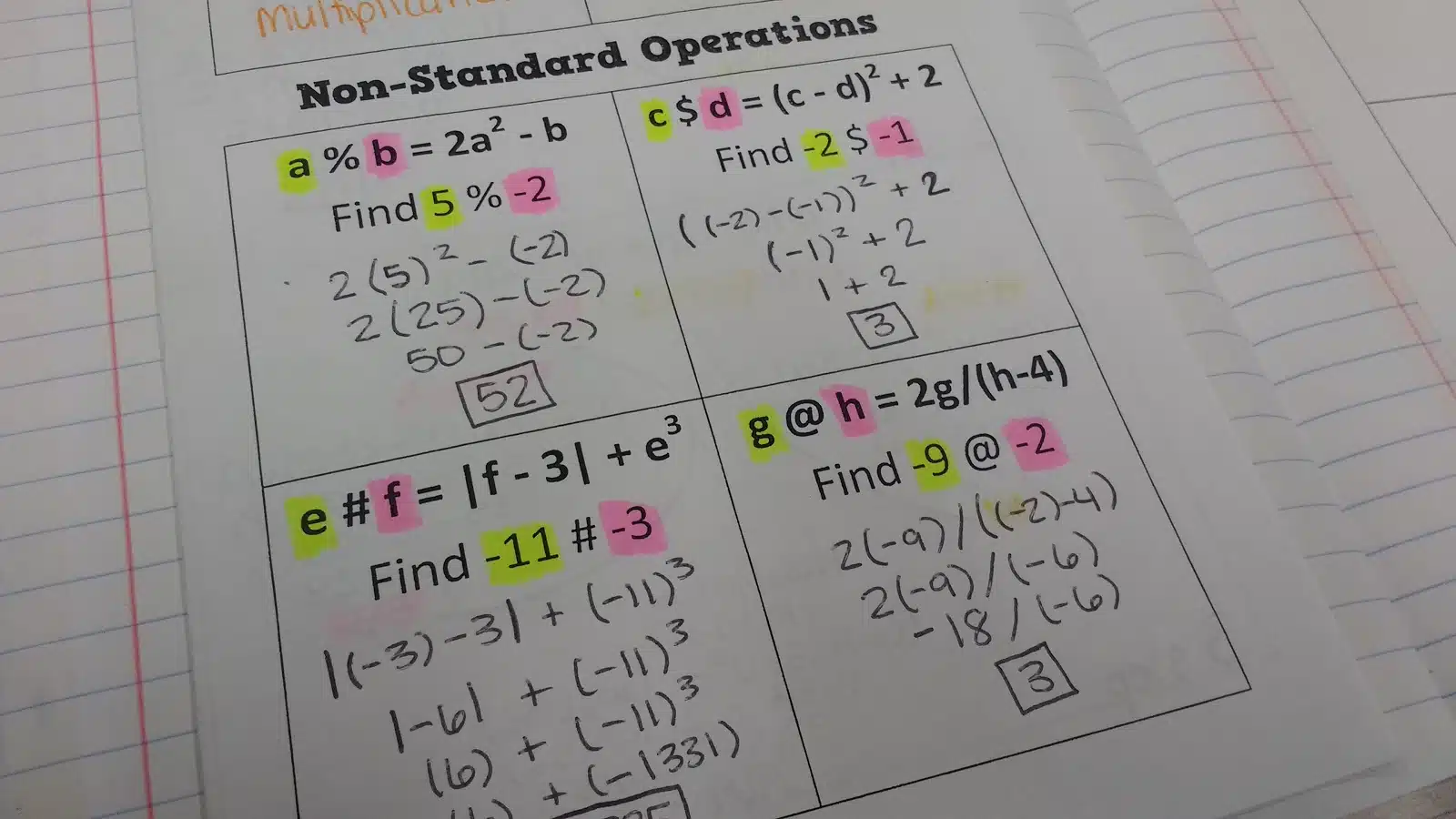 non-standard operations notes. 