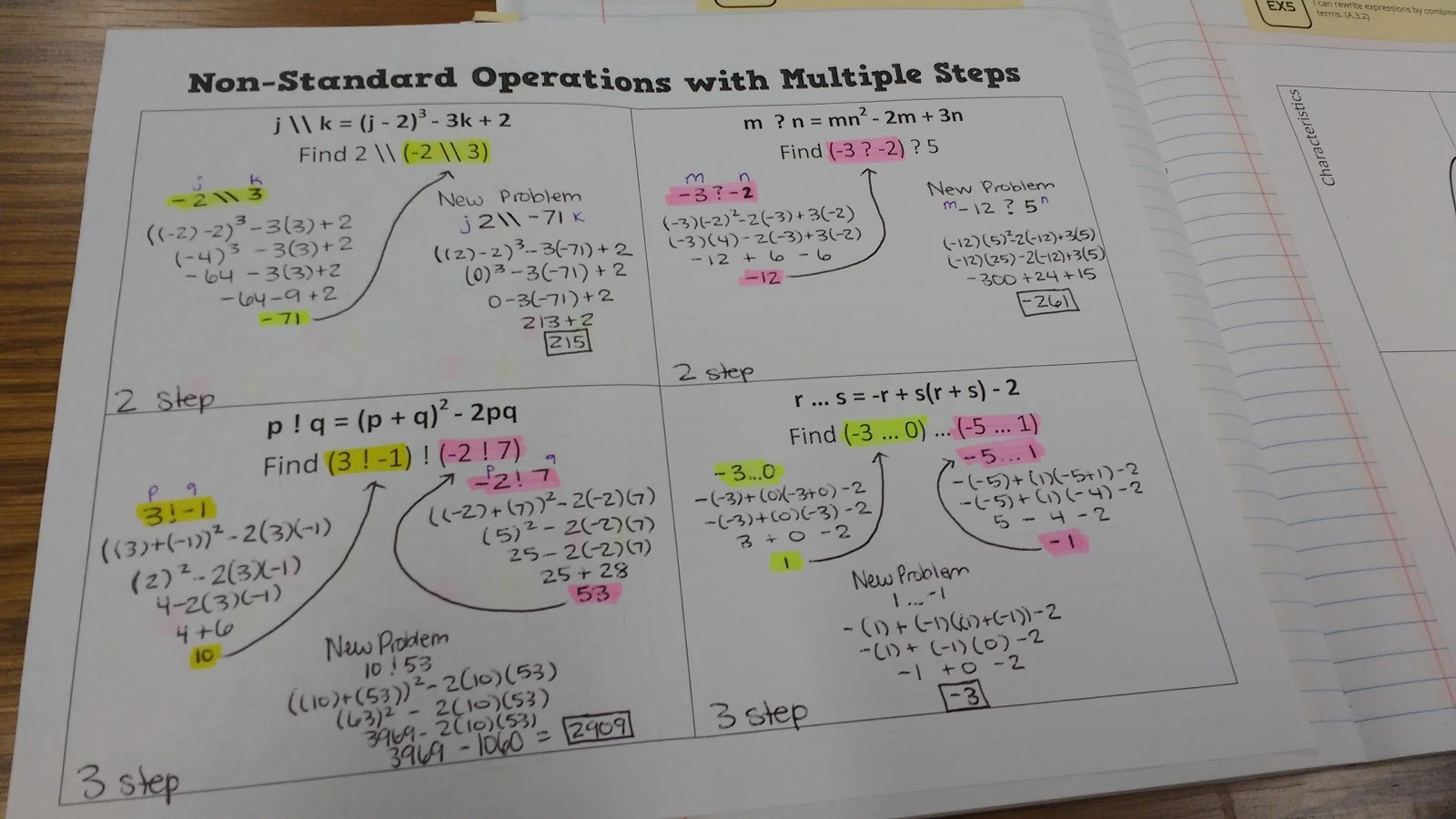 non-standard operations with multiple steps problems. 