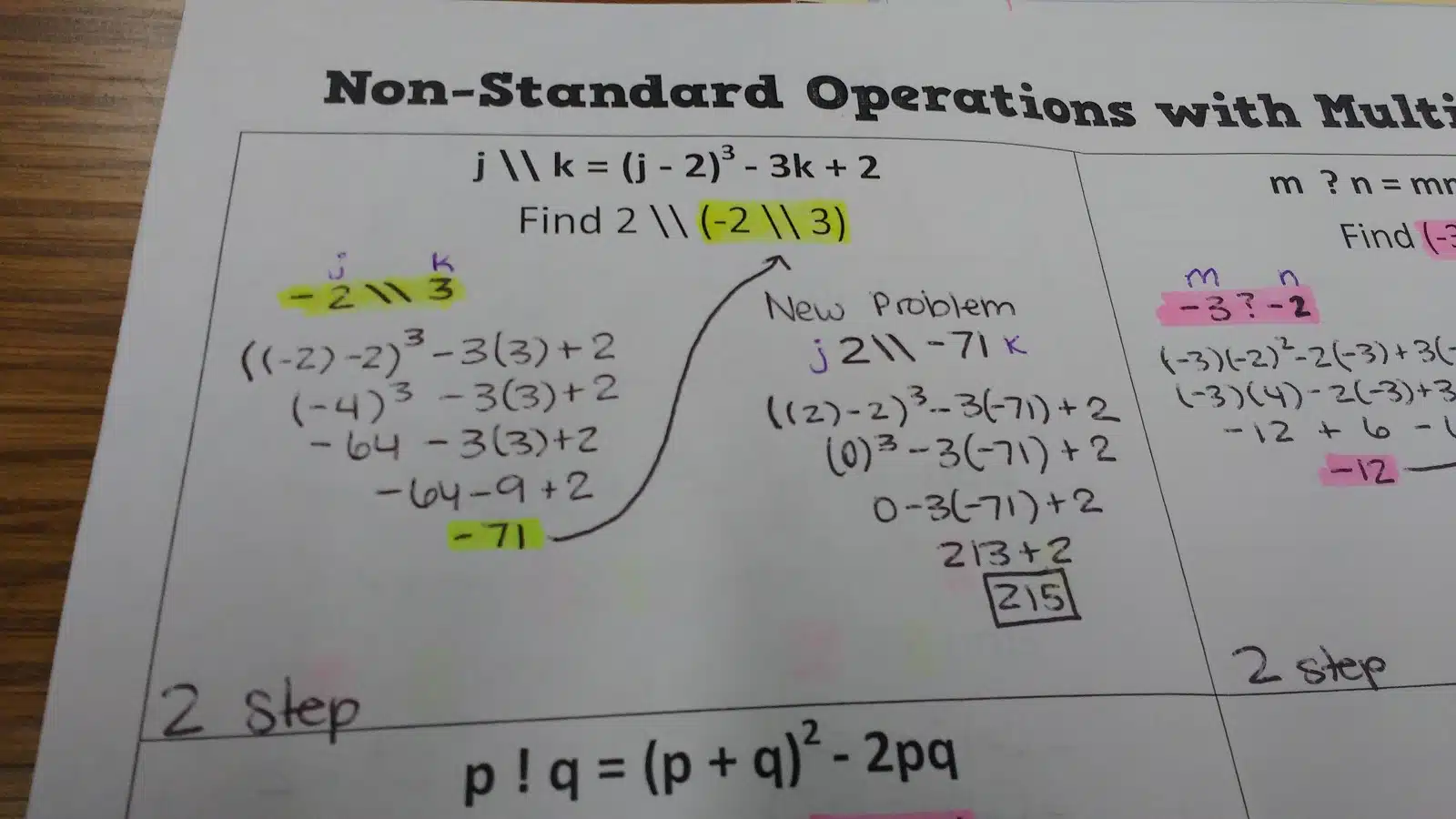 non-standard operations with multiple steps problems. 