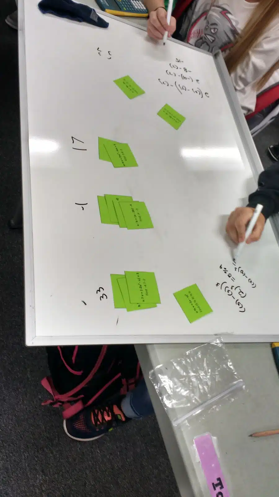 students working on non-standard operations sorting activity