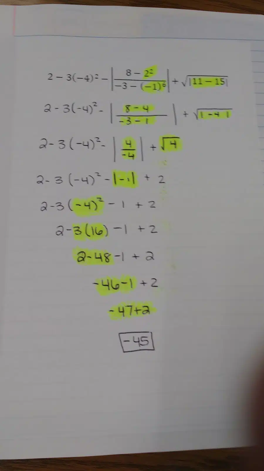 order of operations practice foldable