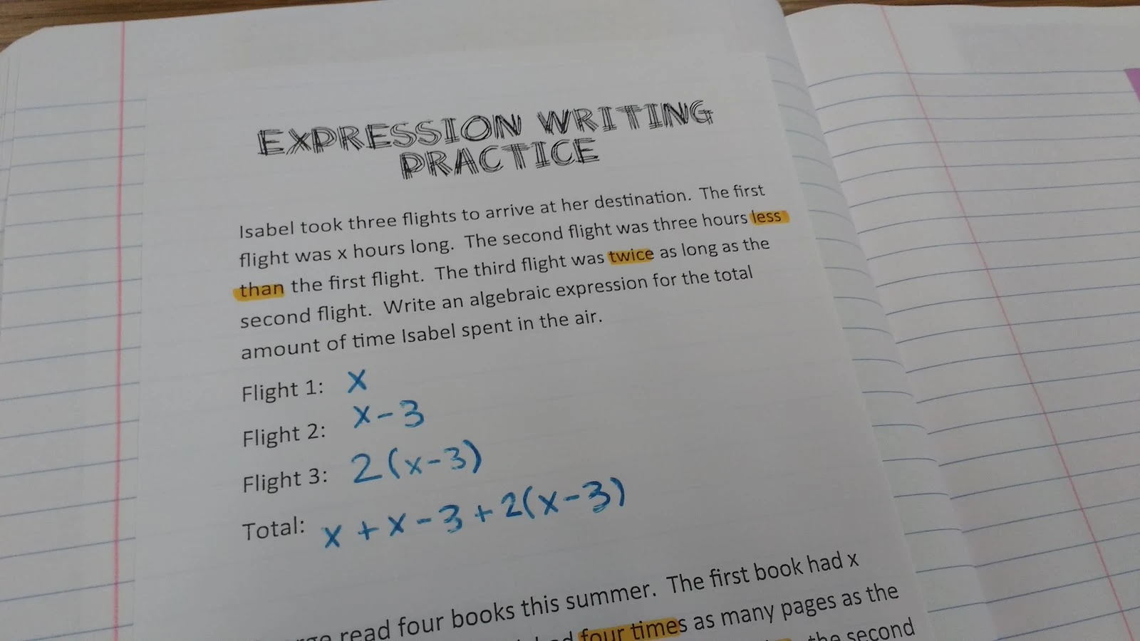 Algebraic Expression Writing Practice