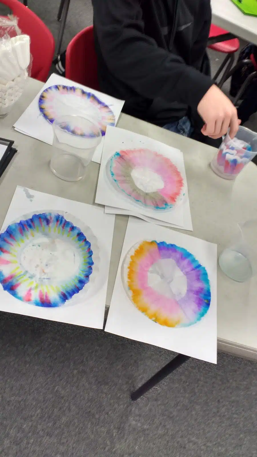 coffee filters drying after chromatography lab. 