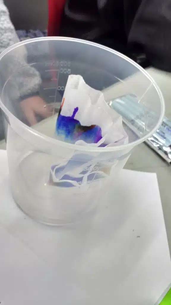 chromatography experiment in progress. 