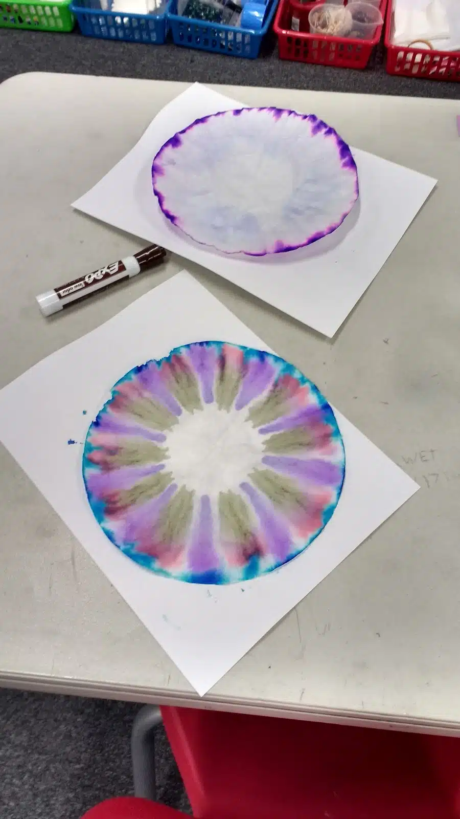 coffee filters drying after chromatography lab. 