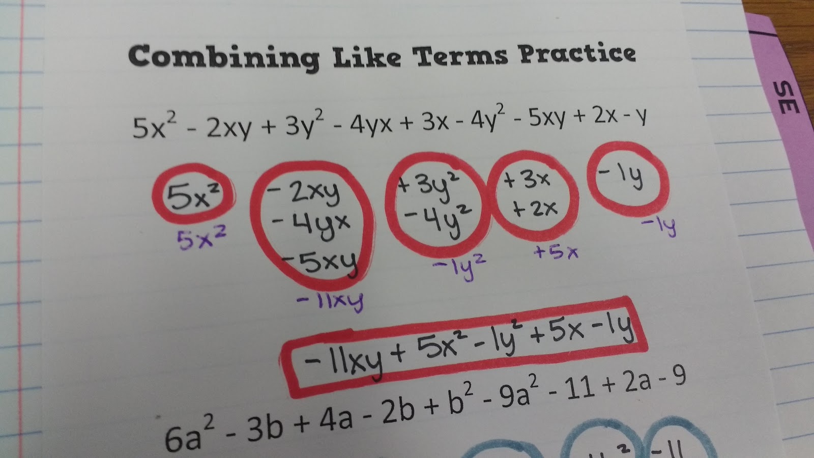 combining like terms practice problems