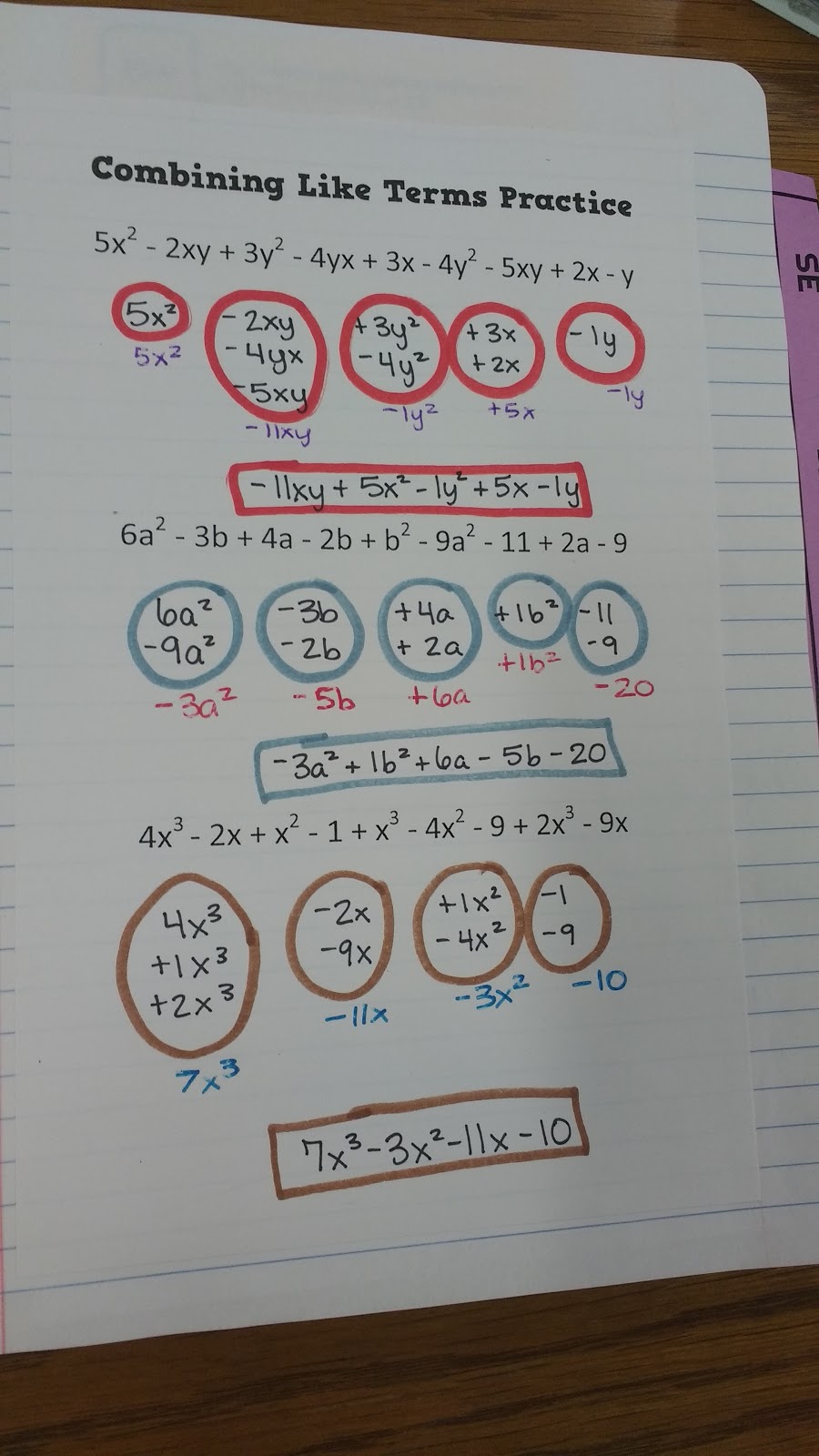 combining like terms practice problems