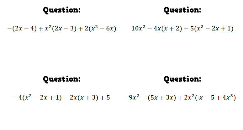 question cards for distributive property question stack activity. 