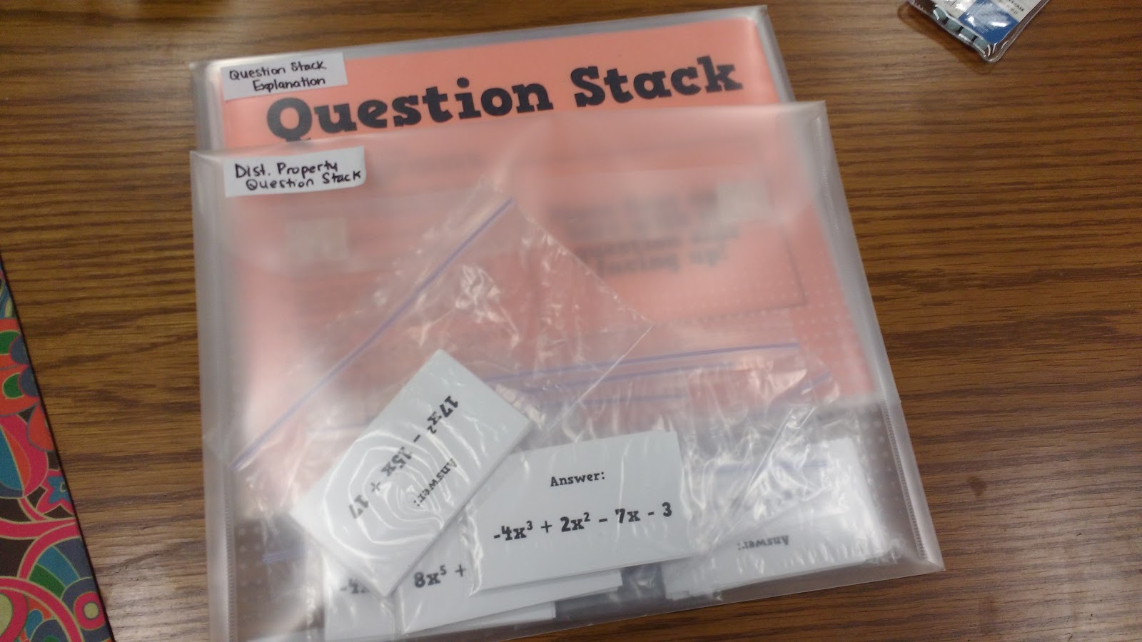 distributive property question stack supplies. 