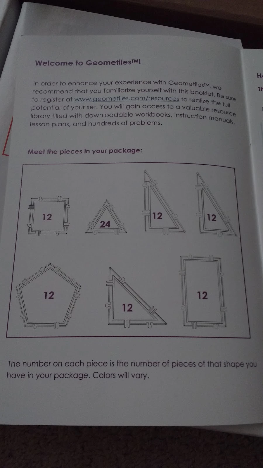 Pieces Included in Geometiles Set 