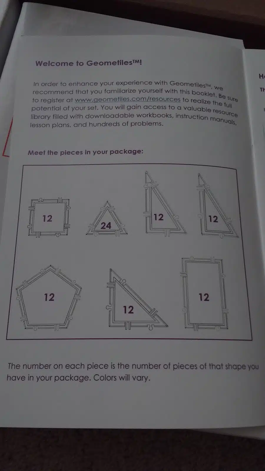 Pieces Included in Geometiles Set 