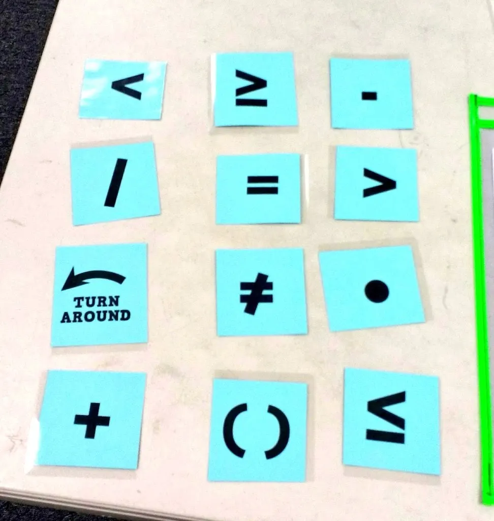 Small partner sized cards for Translating Algebra Flyswatter Game 