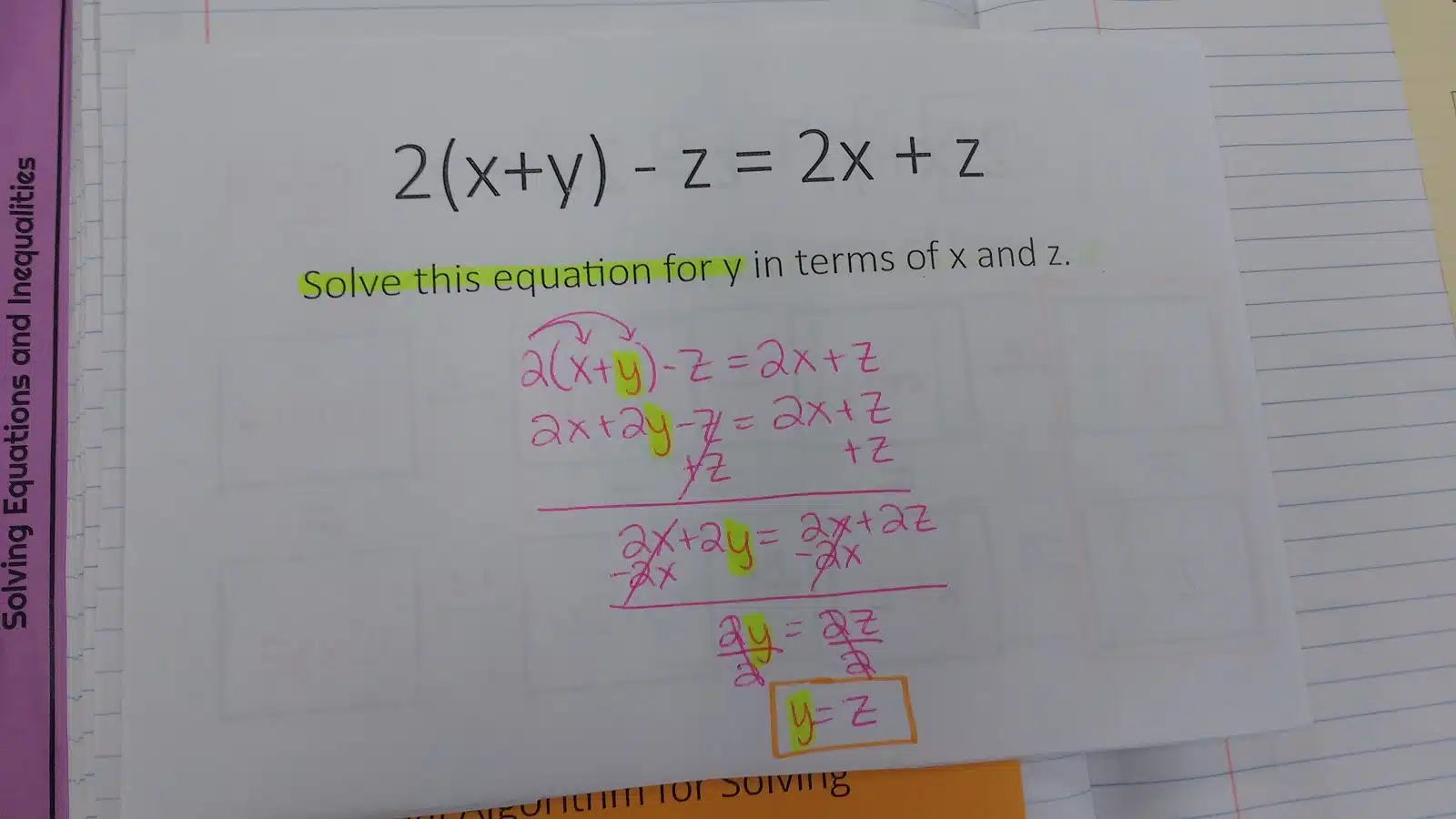 Literal Equations Graphic Organizers