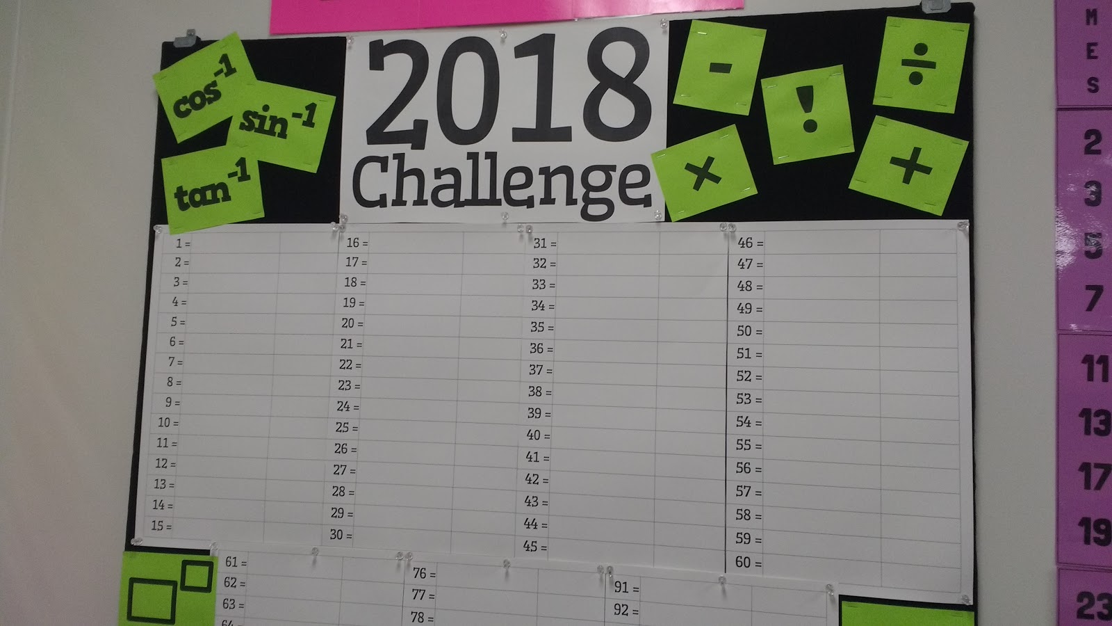 2018 Challenge Bulletin Board. 