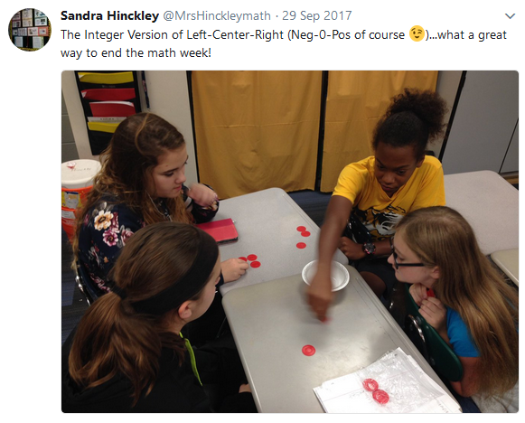 Students playing integer version of Left Center Right 