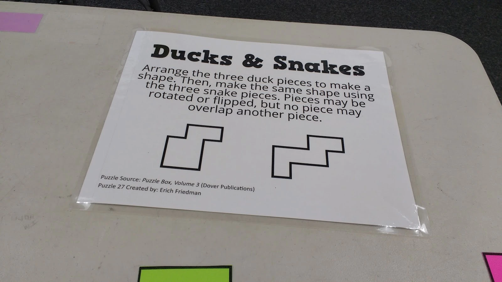 Ducks and Snakes Puzzle by Erich Friedman