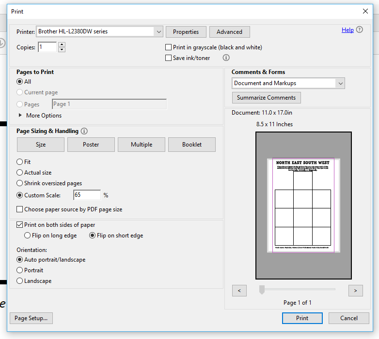 printing instructions. 