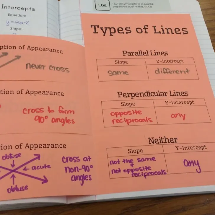 Parallel and Perpendicular Lines - Types of Lines Foldable.
