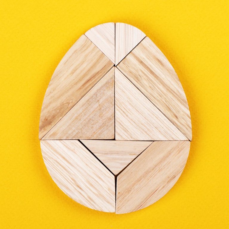 wooden egg of columbus egg tangram puzzle