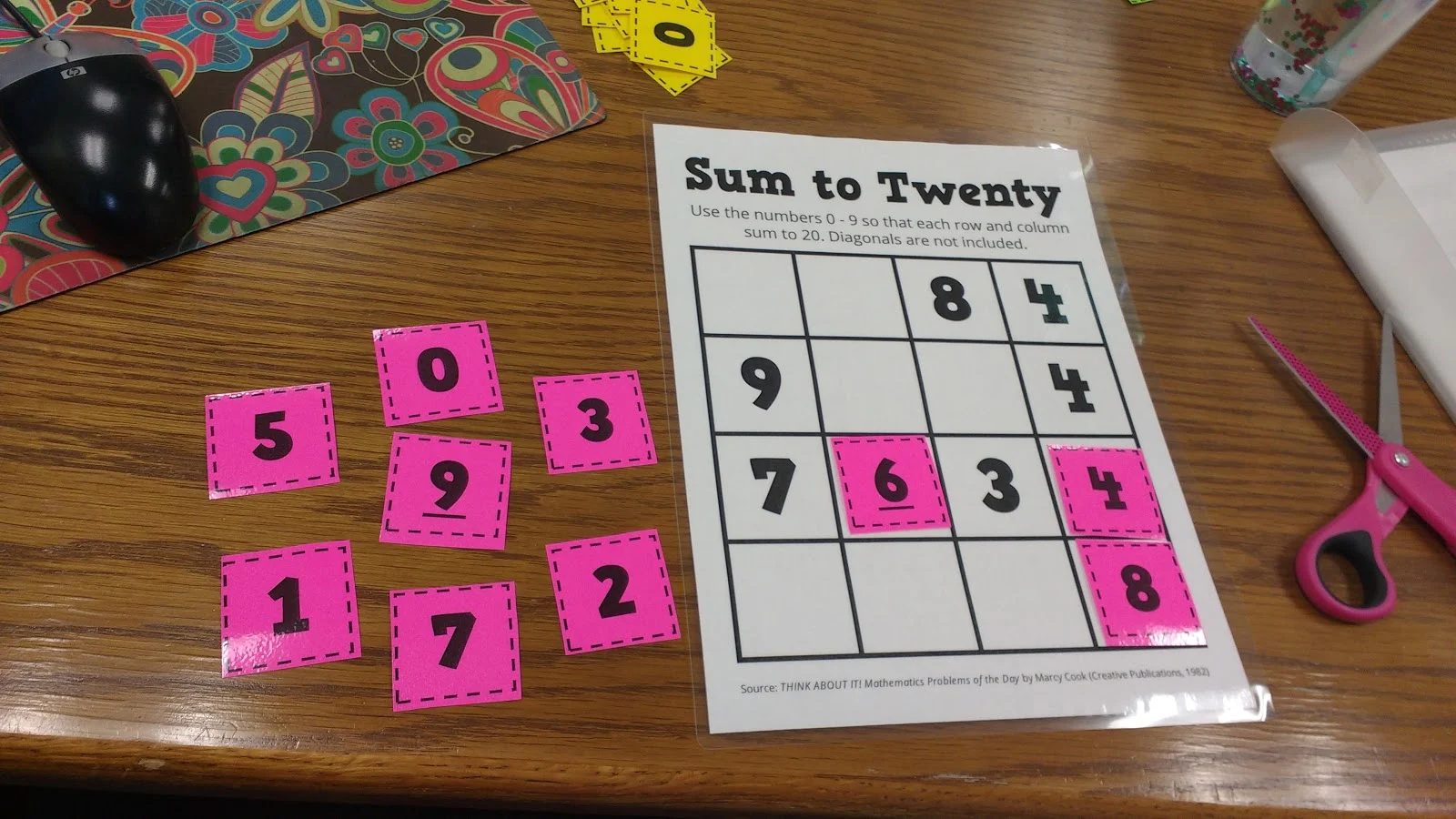 Sum to Twenty Puzzle by Marcy Cook