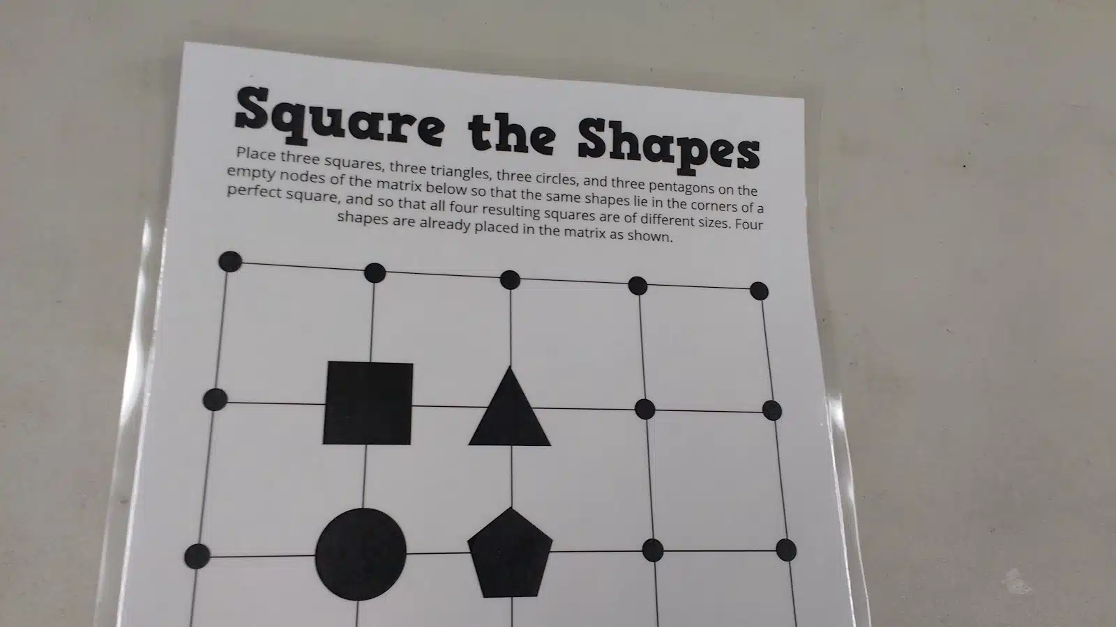 Square the Shapes Puzzle