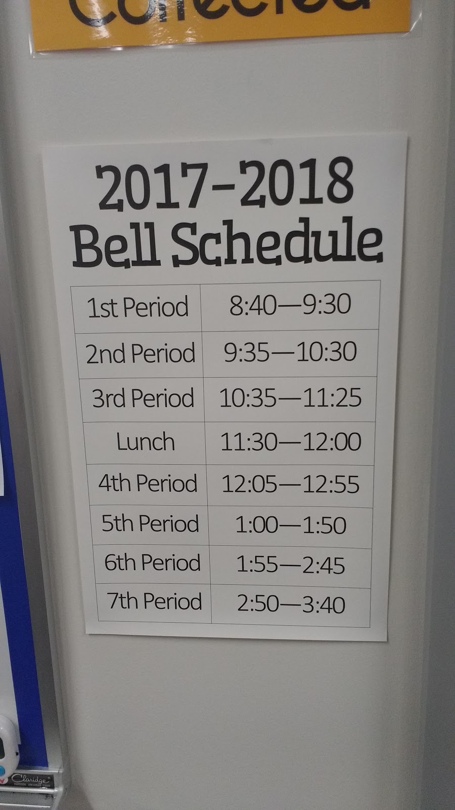 bell schedule poster high school math classroom decorations 