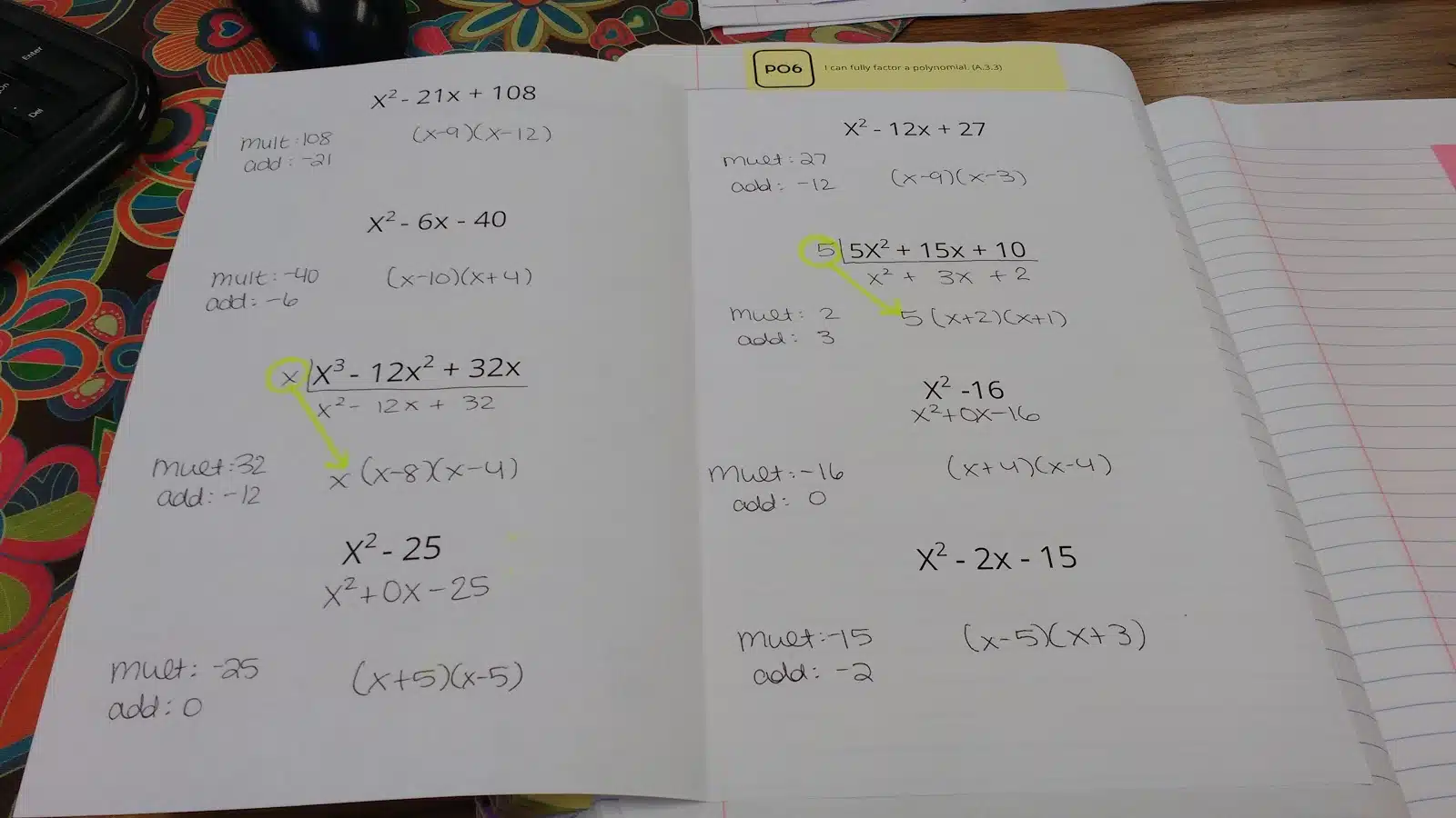 Factoring Quadratics Foldable