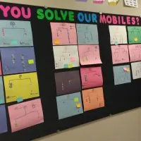 solveme mobiles bulletin board in math classroom