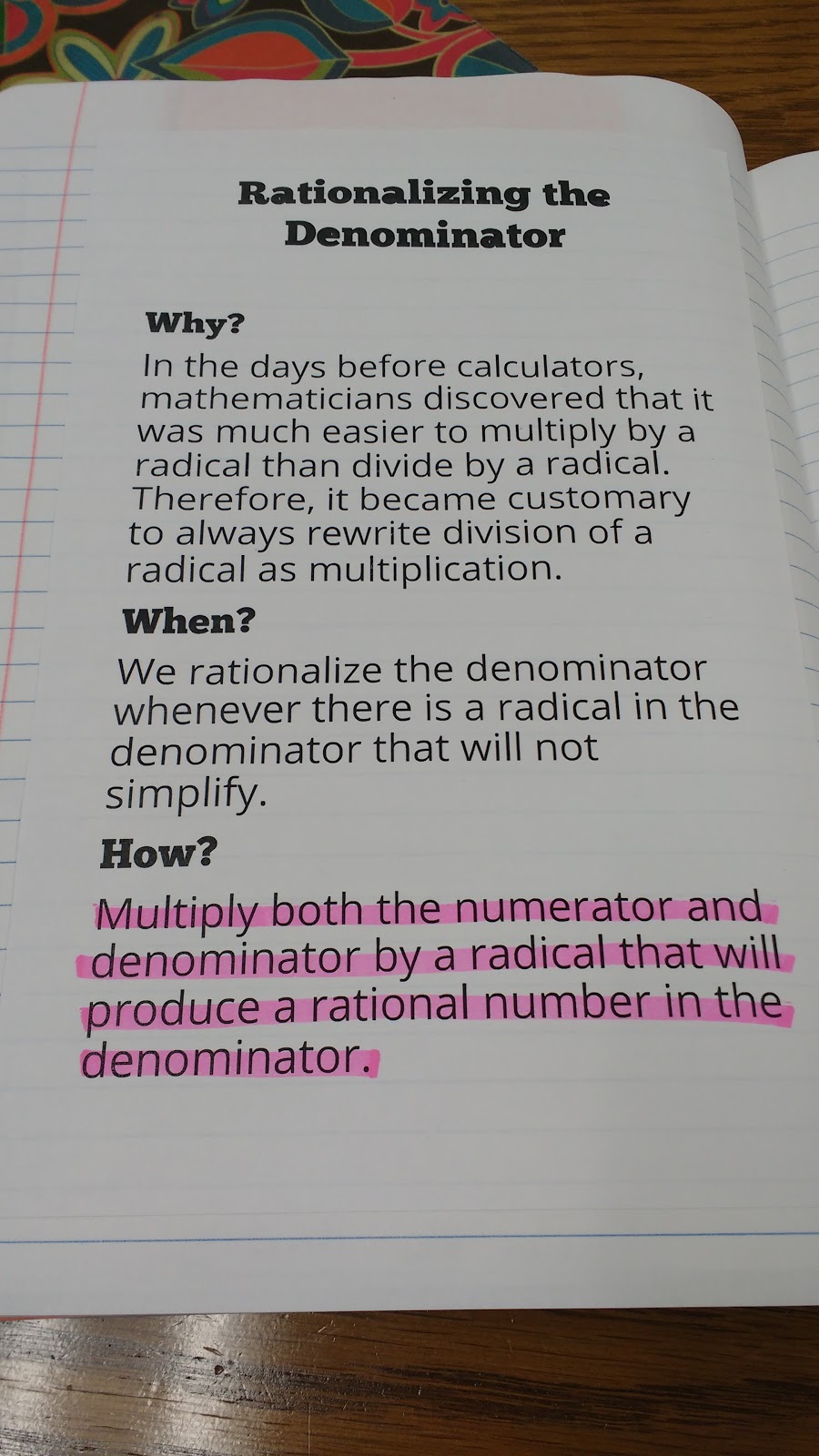 Why Do We Rationalize the Denominator Notes