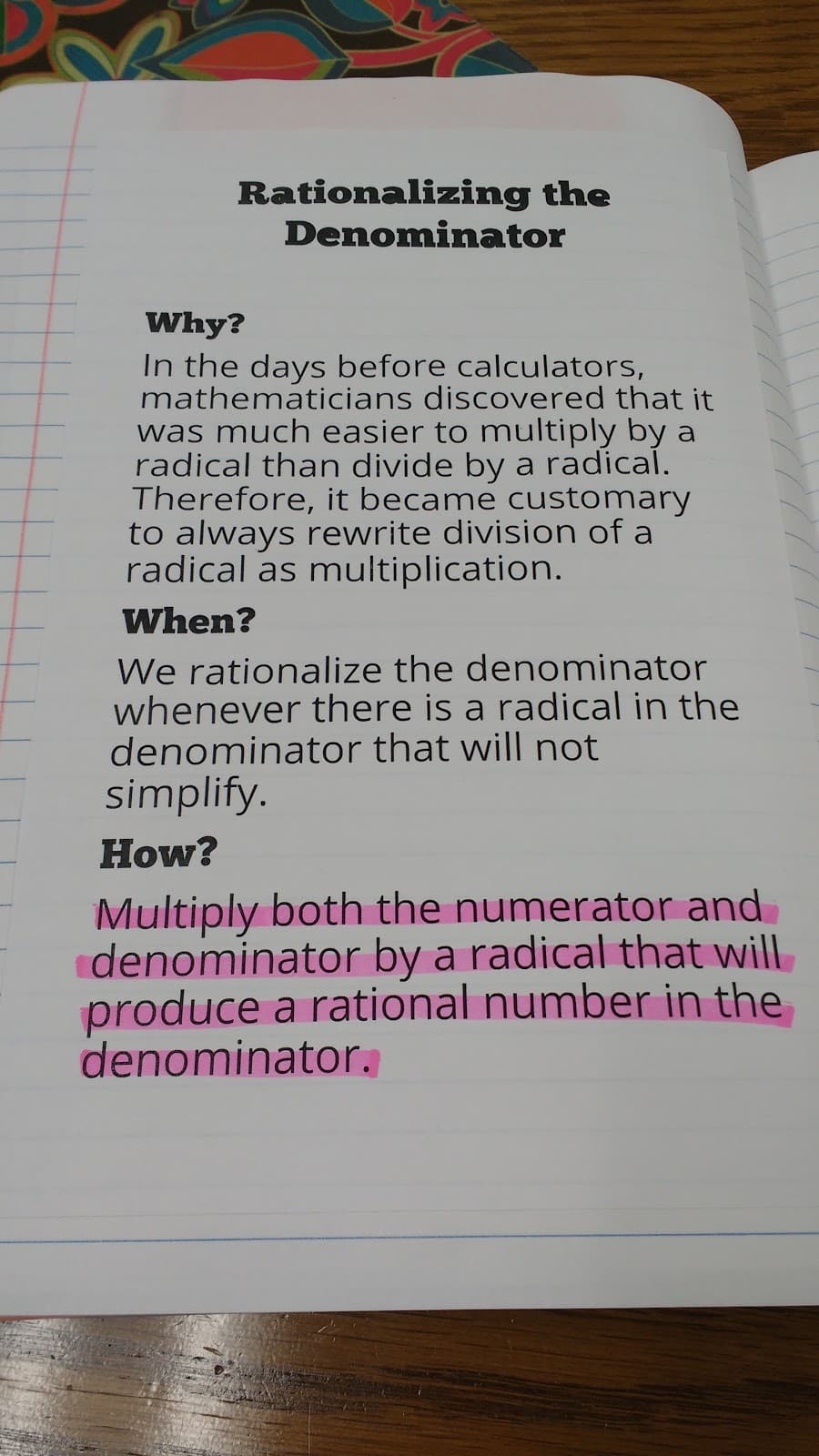 Why Do We Rationalize the Denominator Notes