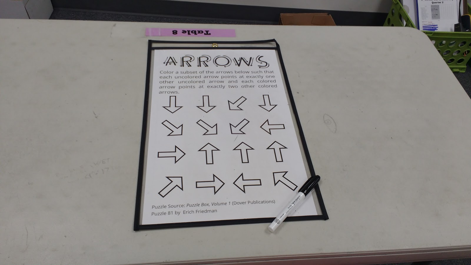 Puzzle Table Arrows Puzzle