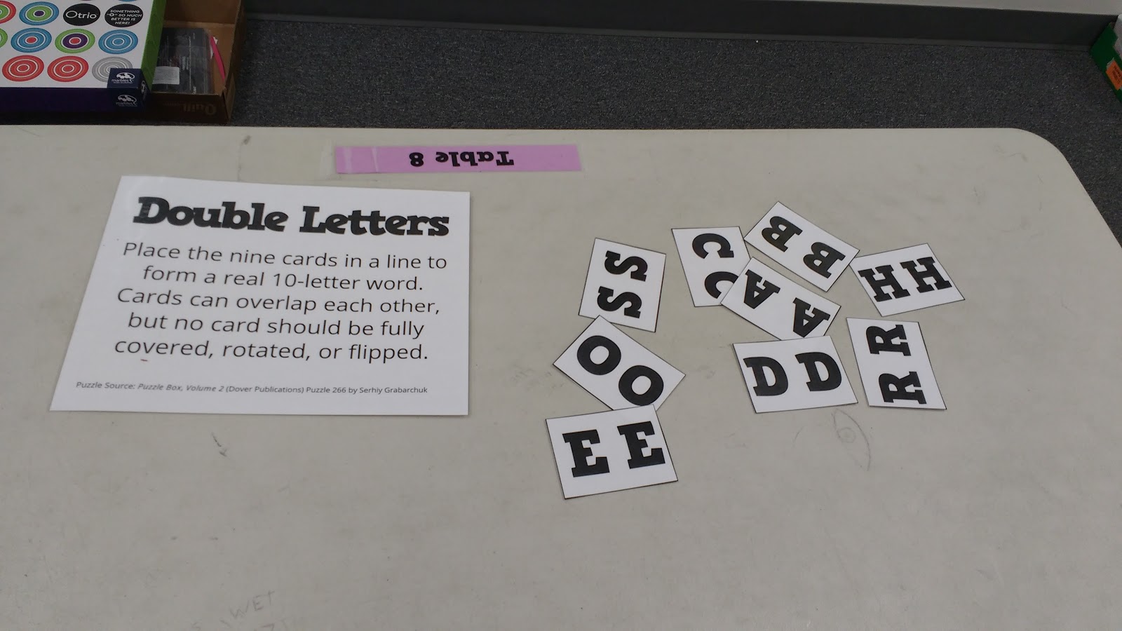 Puzzle Table Double Letters