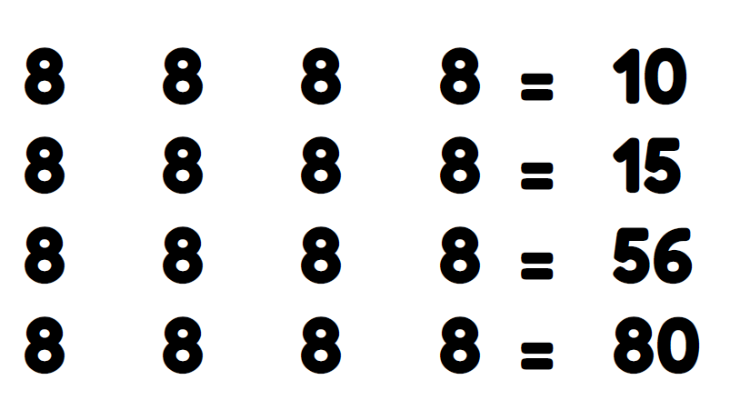 Eights Challenge Puzzle - Four Questions. 