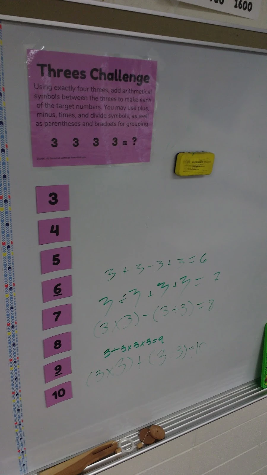 Sample Solutions to Threes Challenge. 
