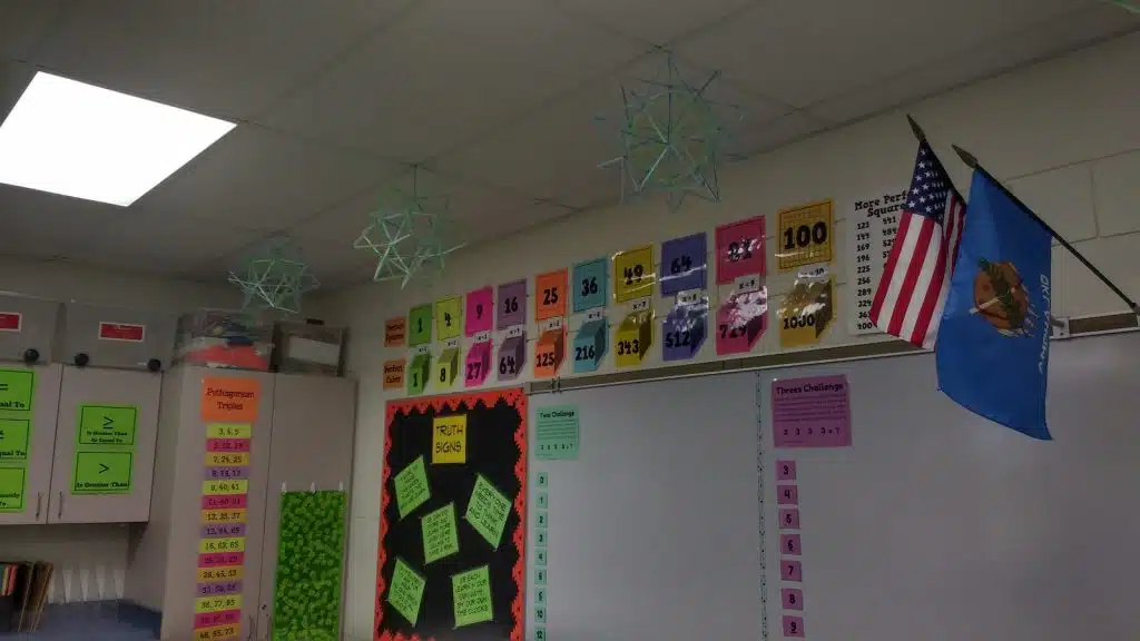 Twos and Threes Challenges Hanging on Dry Erase Boards. 