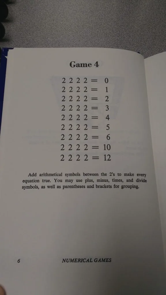 Twos Challenge Puzzle inside 100 Numerical Games Book. 