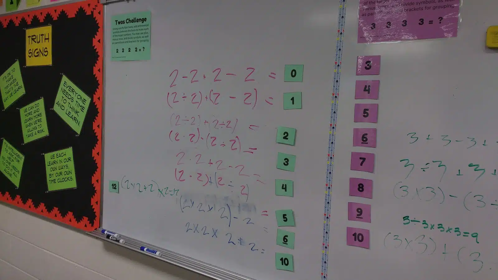 Twos to Nines Challenge Math First Day Week of School Activity