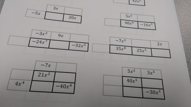 Area Model Puzzles on Sheet of Paper.