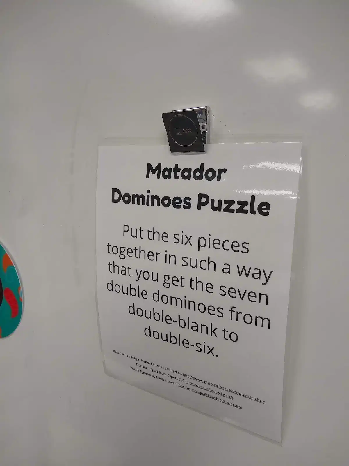 Matador Dominoes Puzzle