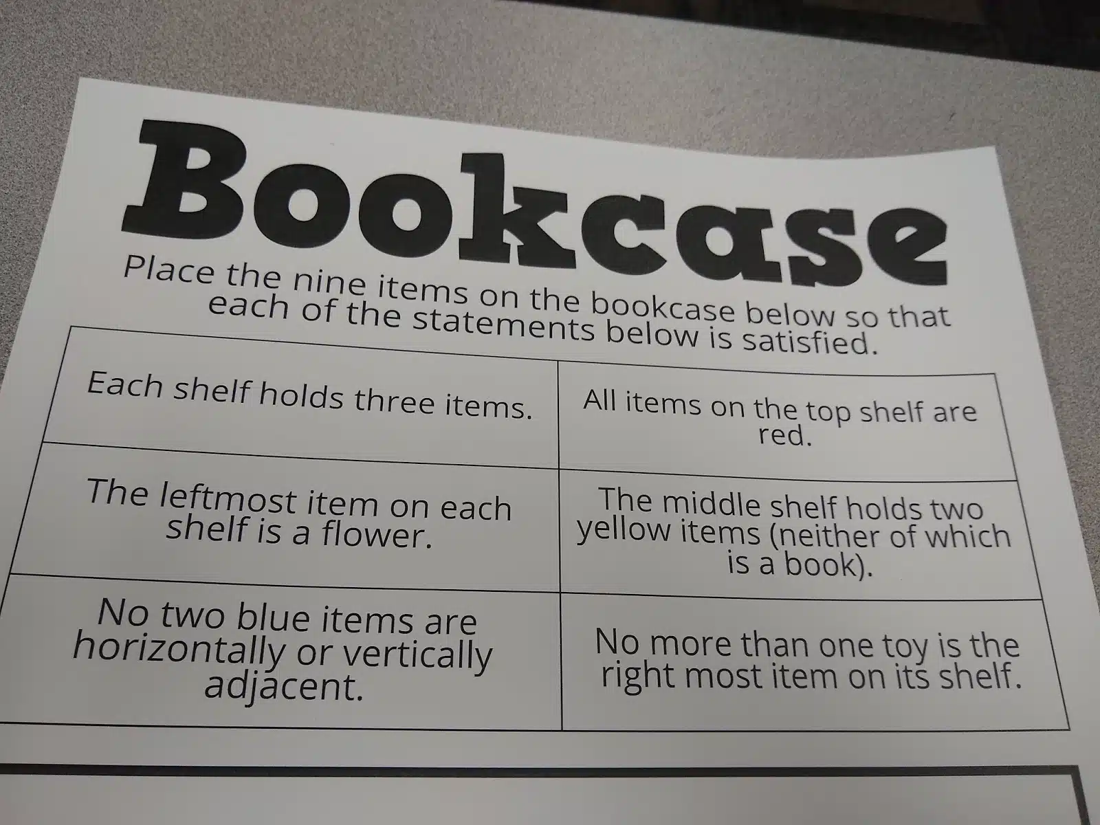 Bookcase Puzzle